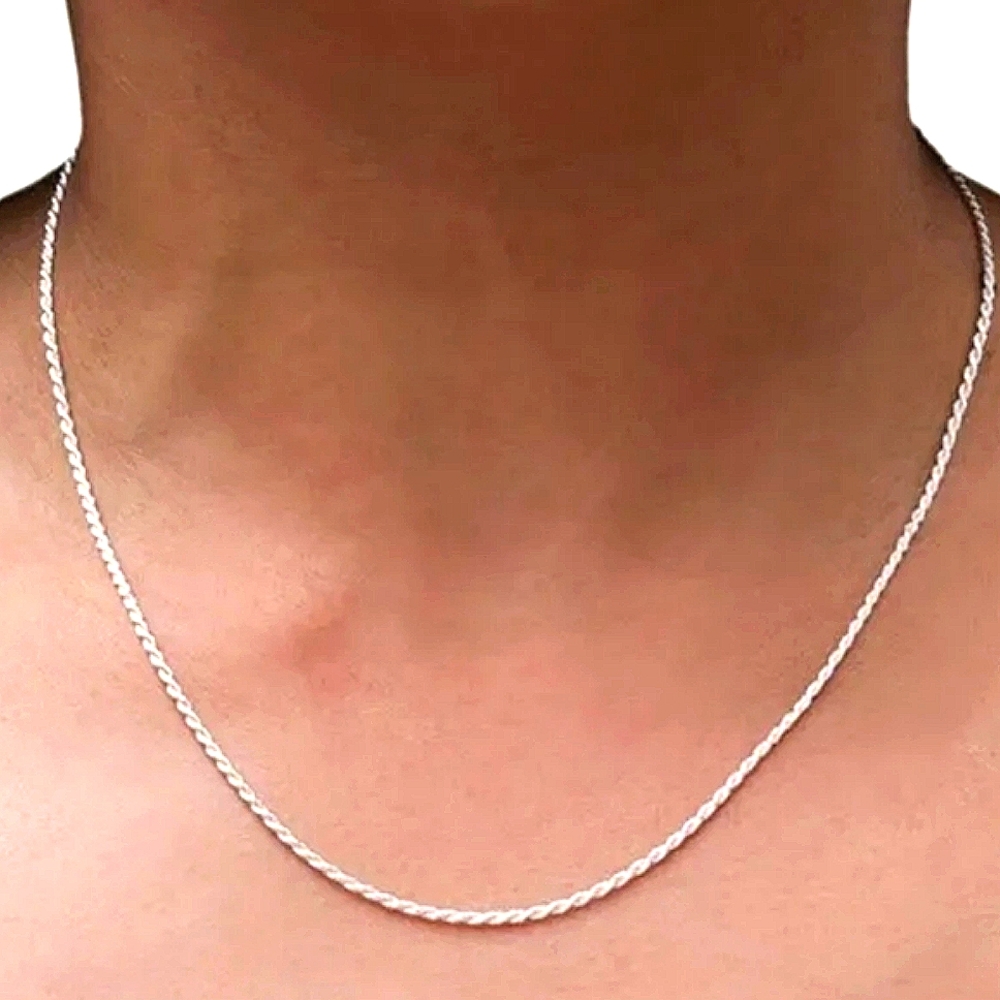Sterling Silver. 925 ITALY Rope Chain Necklace 2mm Diamond Cut Men Women - Picture 4 of 6
